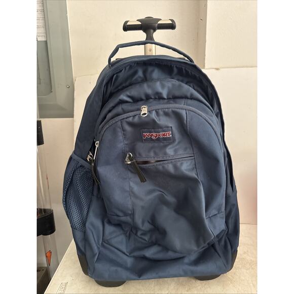 JanSport Driver 8 Large Rolling Backpack Style TN89 Navy Color Great Condition - Picture 1 of 11